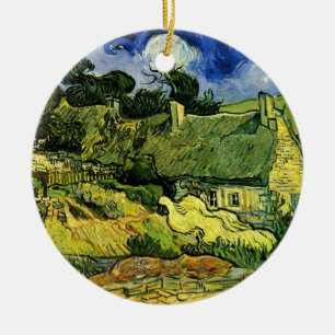 Thatched Cottages, Cordeville by Vincent van Gogh Ceramic Ornament