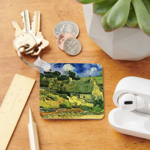 Thatched Cottages, Cordeville by Vincent van Gogh Keychain