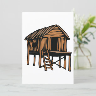 Thatched House Brown Building Invitation