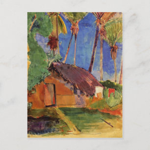 'Thatched Hut Under Palms' - Paul Gauguin Postcard