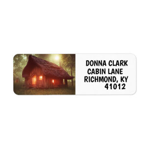 THATCHED ROOF CABIN COTTAGE RETURN ADDRESS LABELS