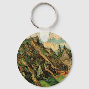 Thatched Sandstone Cottages by Vincent van Gogh Keychain