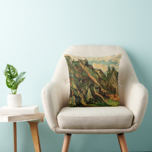 Thatched Sandstone Cottages by Vincent van Gogh Throw Pillow