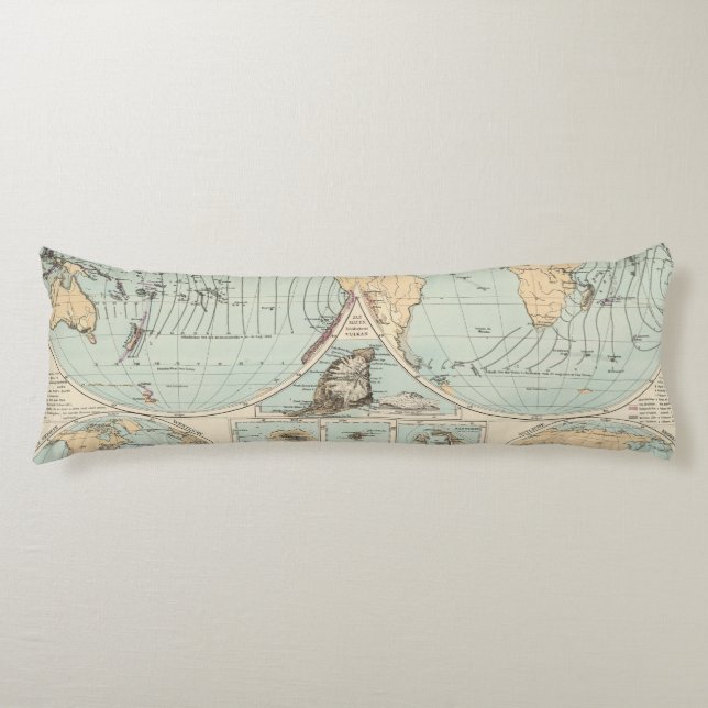 Thatigkeit des Erdinnern Atlas Map Body Pillow (Front)