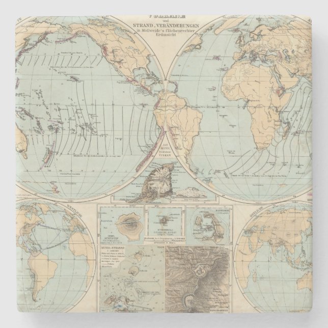 Thatigkeit des Erdinnern Atlas Map Stone Coaster (Front)