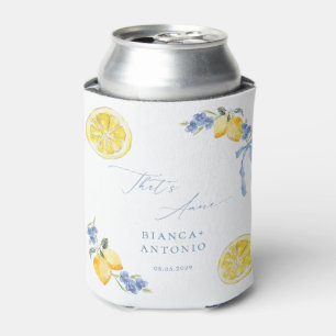 That's Amore Blue Bow Lemons Italian Wedding Favor Can Cooler
