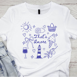 That's Amore Blue Coquette Bow Italian Summer T-Shirt