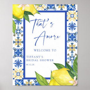 Thats Amore Blue Tiles Lemons Bridal Shower Sign
