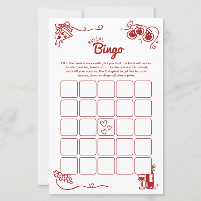 That's Amore Bridal Bingo Italian Wedding Activity (Front)