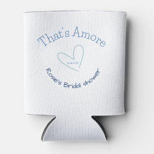 THATS AMORE BRIDAL SHOWER BLUE HEART NAME DATE SIM CAN COOLER