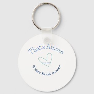 THATS AMORE BRIDAL SHOWER BLUE HEART NAME DATE SIM KEYCHAIN