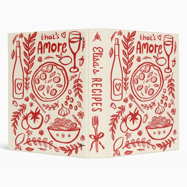 That's Amore Bridal Shower CUSTOM Cute Recipe Binder (Background)