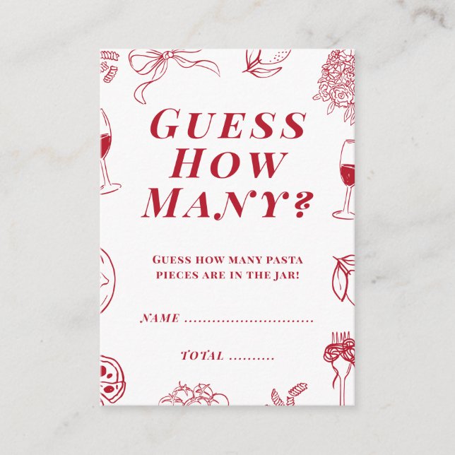 That's Amore Bridal Shower Guess how many Game  Enclosure Card (Front)