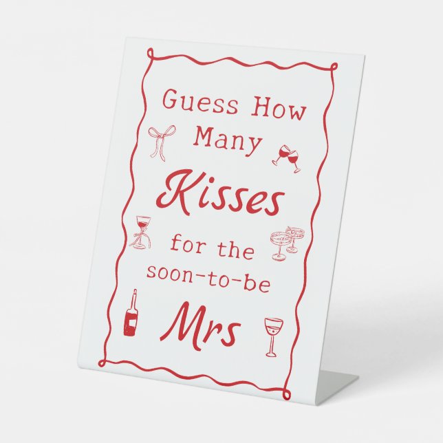 Thats Amore Bridal Shower Guess How Many Kisses Pedestal Sign (Front)