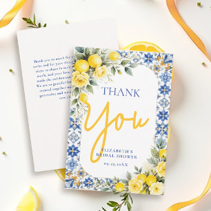 That's Amore Bridal Shower Lemon and Blue Floral Thank You Card
