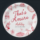 That's Amore Bridal Shower  Paper Plate<br><div class="desc">Host a memorable Italian-themed celebration with this editable "That's Amore" bridal shower paper plates,  featuring charming hand-drawn pizza and pasta illustrations in a rustic red whimsical hand-drawn style.</div>