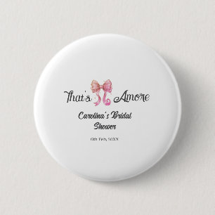that's amore bridal shower pink retro bow boho nam 2 inch round button