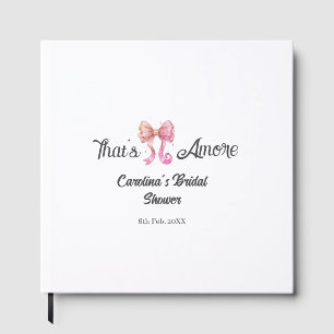 that's amore bridal shower pink retro bow boho nam guest book