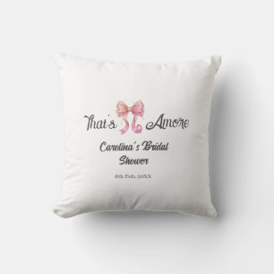 that's amore bridal shower pink retro bow boho nam throw pillow