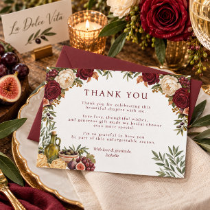 That's Amore Burgundy Olive Bridal Shower  Thank You Card
