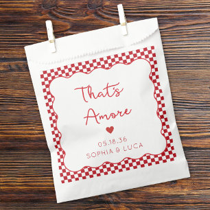 "That's Amore" Chic Red Chequered Italian Wedding Favour Bag