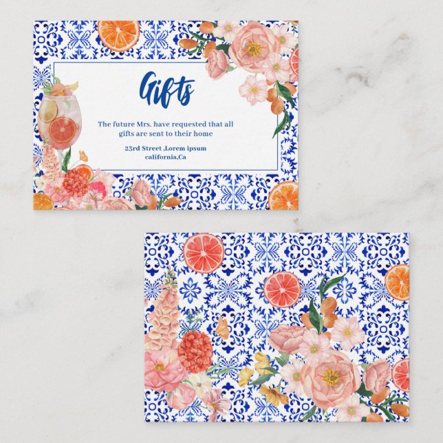 Thats Amore floral Spritz Bridal Shower Gifts Enclosure Card (Front/Back)