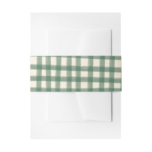 That's Amore Green Plaid Gingham Custom  Invitation Belly Band