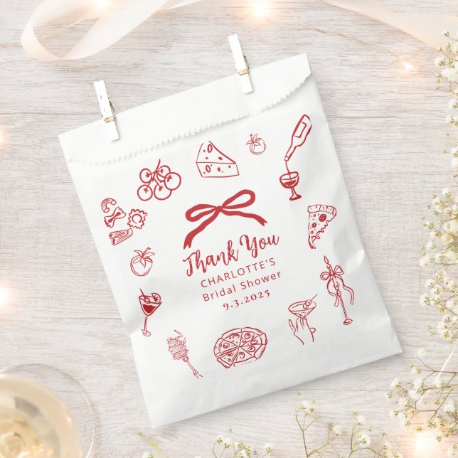 That's Amore Hand Drawn Italian Bridal Shower Favour Bag (Clipped)