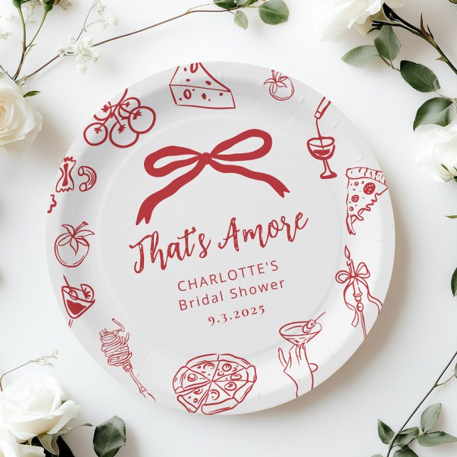 That's Amore Hand Drawn Italian Bridal Shower Paper Plate (Creator Uploaded)
