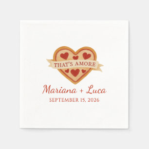 That's Amore Italian Chic Heart Pizza Wedding Napkin