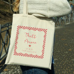 That's Amore Italian Custom Wedding Welcome Bag<br><div class="desc">Indulge in a touch of Italian romance with our chic 'That's Amore' totes,  exclusively on Zazzle. This design features a nostalgic red and white chequered border paired with a whimsical heart design on the front,  capturing the essence of love and charm.</div>