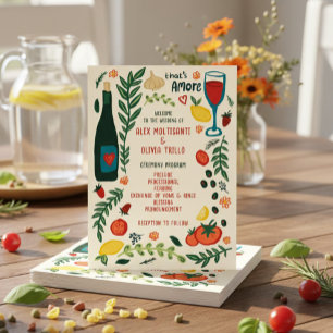 That's Amore Italian Food Charming CUSTOM Wedding  Program