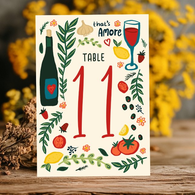 That's Amore Italian Food Charming CUSTOM Wedding  Table Number (That's Amore Italian Food Charming CUSTOM Wedding Table Number
)