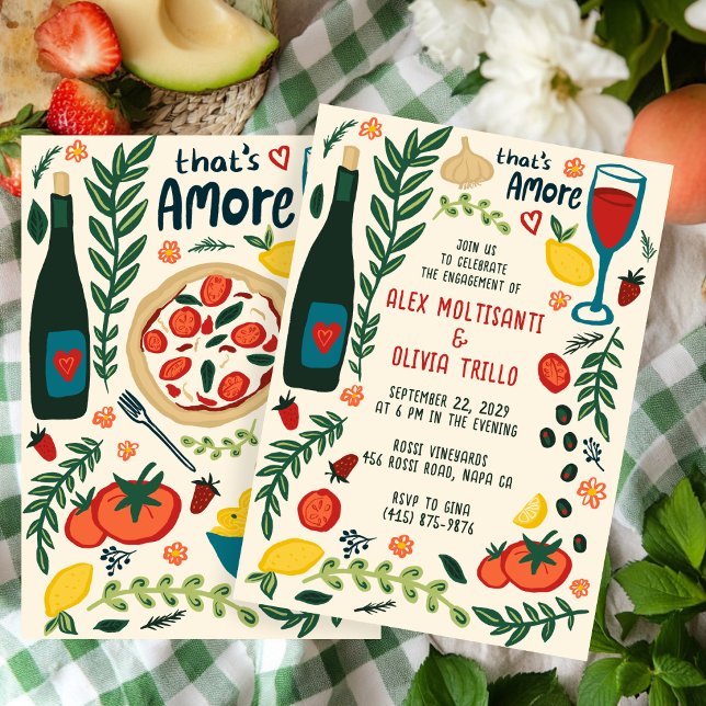 That's Amore Italian Food CUSTOM Engagement Party Invitation (That's Amore Italian Food CUSTOM Engagement Party Invitation
)