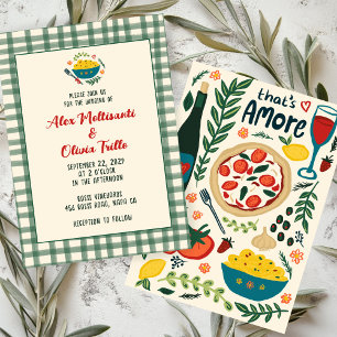 That's Amore Italian Food CUSTOM Plaid Wedding Invitation