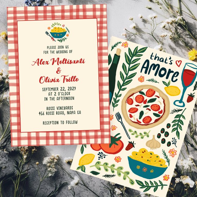 That's Amore Italian Food CUSTOM Plaid Wedding Invitation (That's Amore Italian Food CUSTOM Plaid Wedding Invitation
)