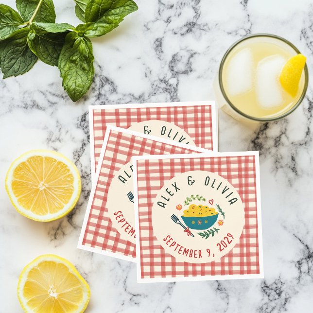 That's Amore Italian Food CUSTOM Plaid Wedding  Napkin (That's Amore Italian Food CUSTOM Plaid Wedding Napkins
)