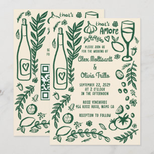 That's Amore Italian Food CUSTOM QR Wedding Party Invitation