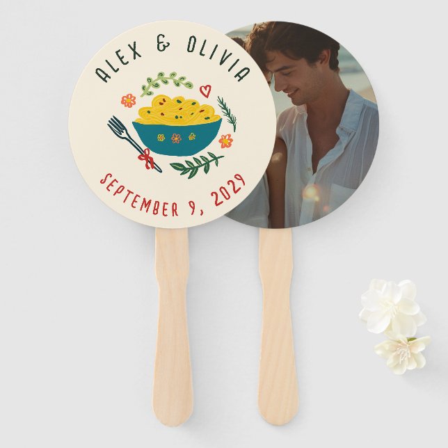 That's Amore Italian Food CUSTOM Wedding  Hand Fan (Front and Back)