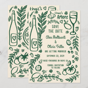 That's Amore Italian Food SAVE THE DATE Custom Invitation