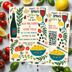 That's Amore Italian Food SAVE THE DATE Custom QR  Invitation