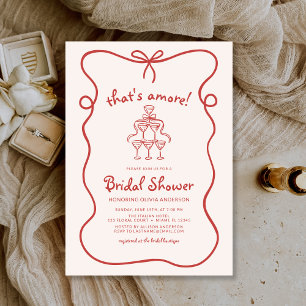 That's Amore Italian Hand Drawn Red Bridal Shower Invitation