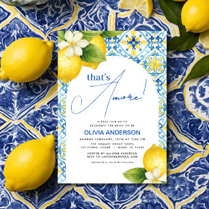 That's Amore Italian Lemon Blue Tile Bridal Shower Invitation