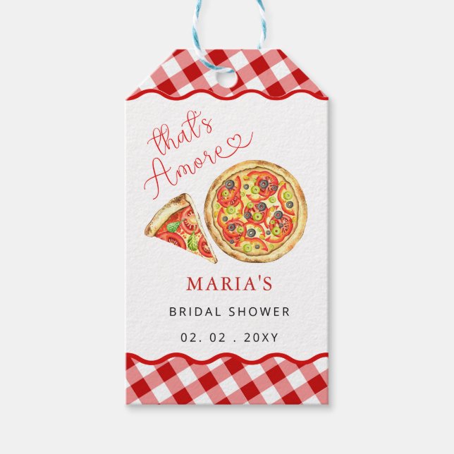 Thats Amore Italian Pizza Party Bridal Shower Gift Tags (Front)