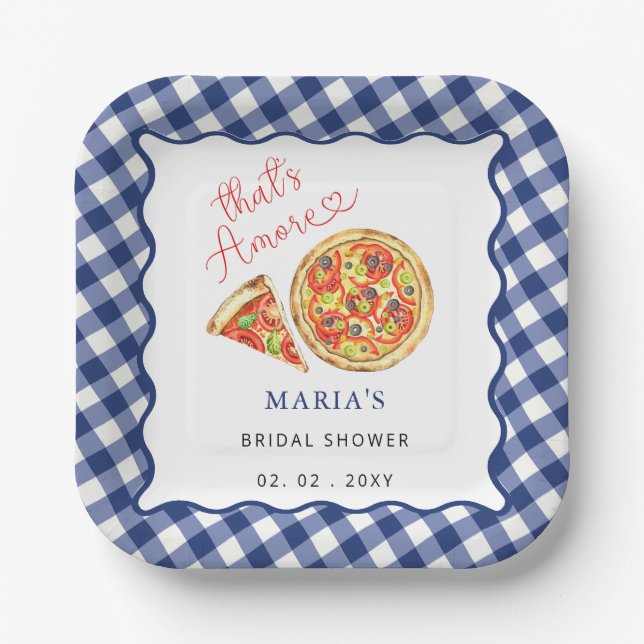 Thats Amore Italian Pizza Party Bridal Shower  Paper Plate (Front)