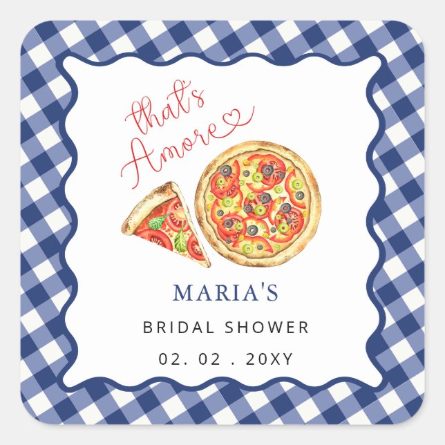Thats Amore Italian Pizza Party Bridal Shower Square Sticker (Front)