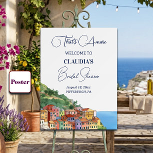That's Amore Italian Riviera Bridal Shower Welcome Poster