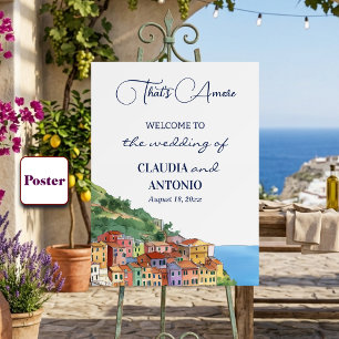 That's Amore Italian Riviera Wedding Welcome Poster
