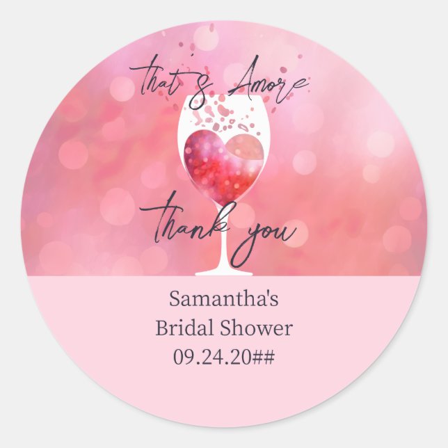 Thats Amore Italian Vino Before Vows Bridal Shower Classic Round Sticker (Front)
