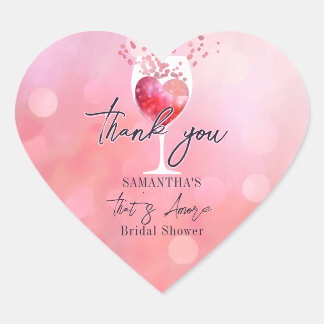 Thats Amore Italian Vino Before Vows Bridal Shower Heart Sticker (Front)